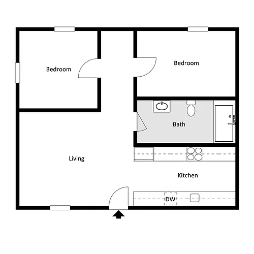 Floor plan 2 bedroom 1 bathroom