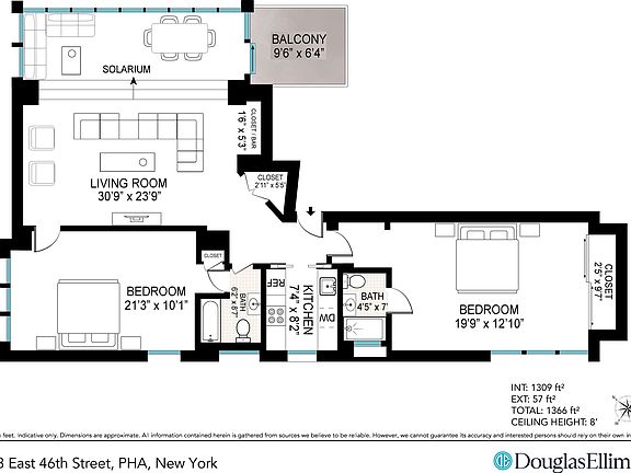 2nd image of 333 E 46th St #Penthouse A