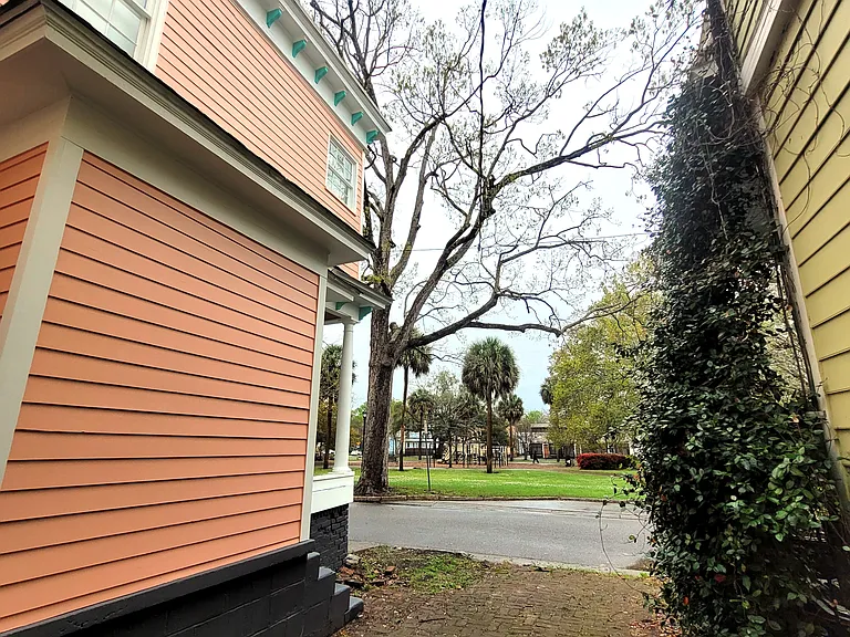 View of Dixon Park from patio/parking