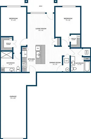 Floor Plan 2B | Seasons at Mount Pleasant | Apartments in Mount Pleasant, WI Floor Plan 2B | Seasons at Mount Pleasant | Apartments in Mount Pleasant, WI