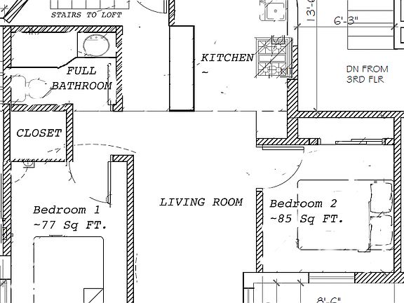 MAIN FLOOR PLANS
2 bedroom 1 bathroom
Dimensions povided for reference