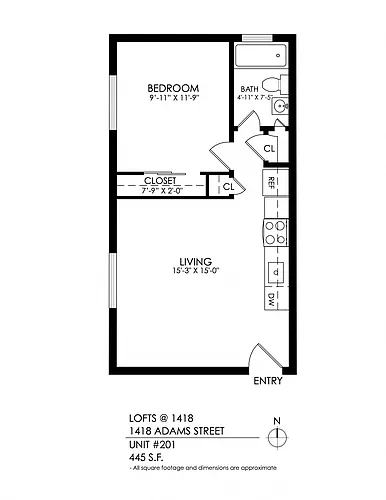 Floor plan 1 Bedroom-Upgraded