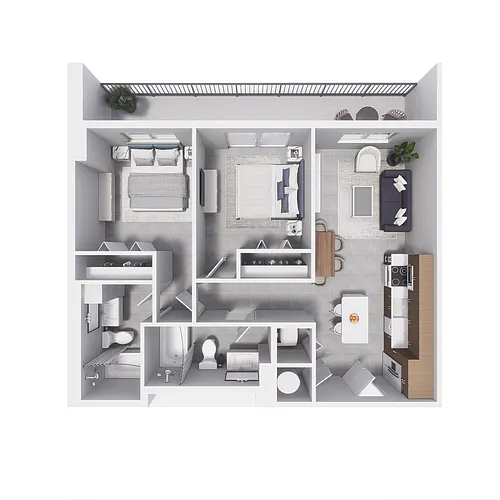 Floor plan 2x2 - 800sqft - B1 W100