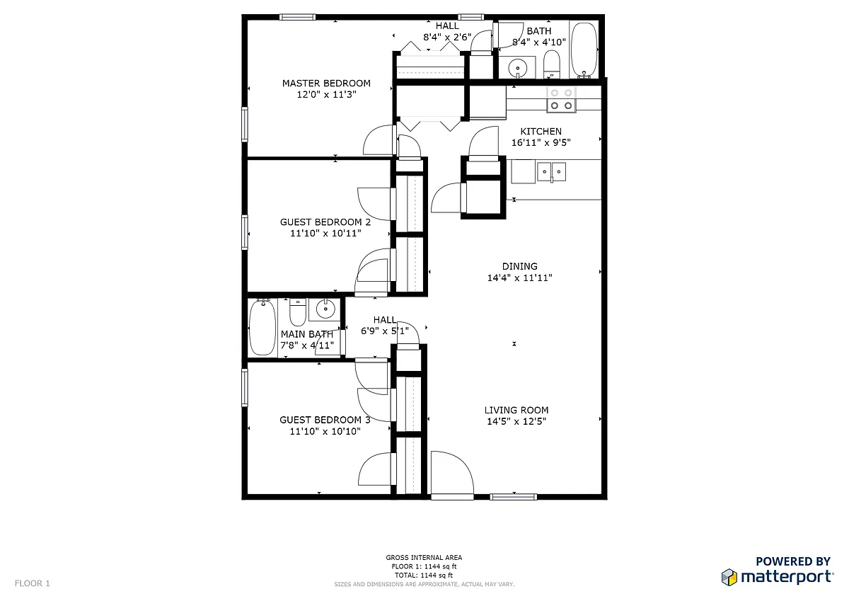 Floor plan 3 Bedroom 2 Bath