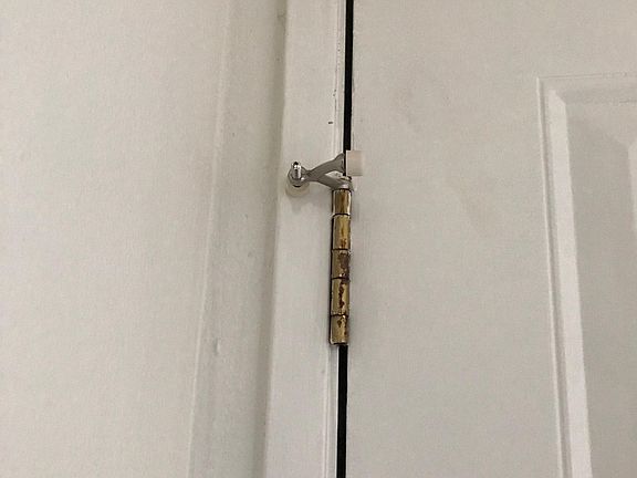 Close view of front door stopper