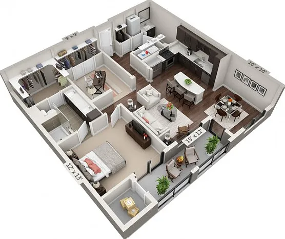 Floor plans are artist's rendering. All dimensions are approximate. Actual product and specifications may vary in dimension or detail. Not all features are available in every apartment. Prices and availability are subject to change. Floor plans are artist