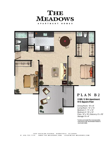 Floor plan B2 2 Bed 2 Bath
