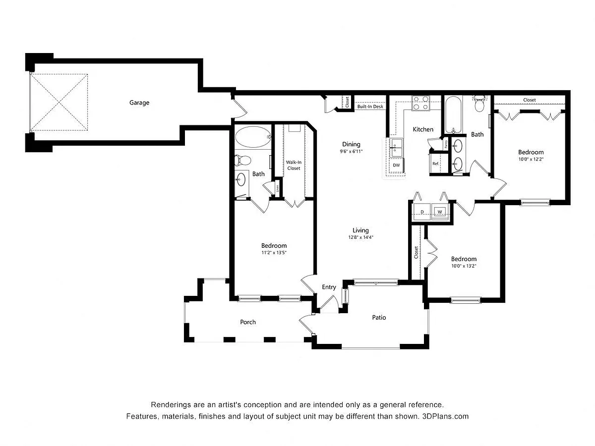 Floor plan Three Bedroom Apartment - C1