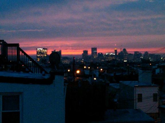 sunset view from roof deck