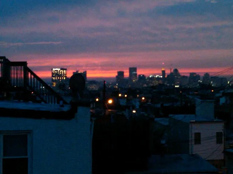 sunset view from roof deck