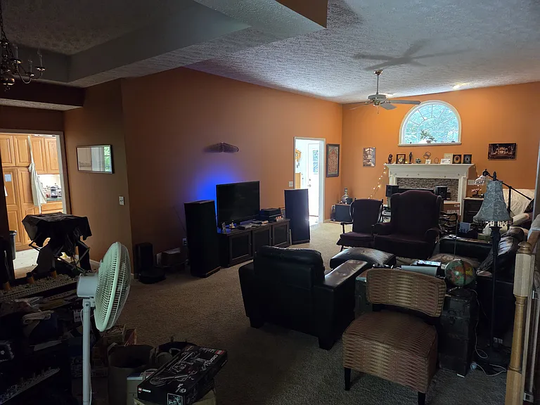 HUGE living room with gas fireplace