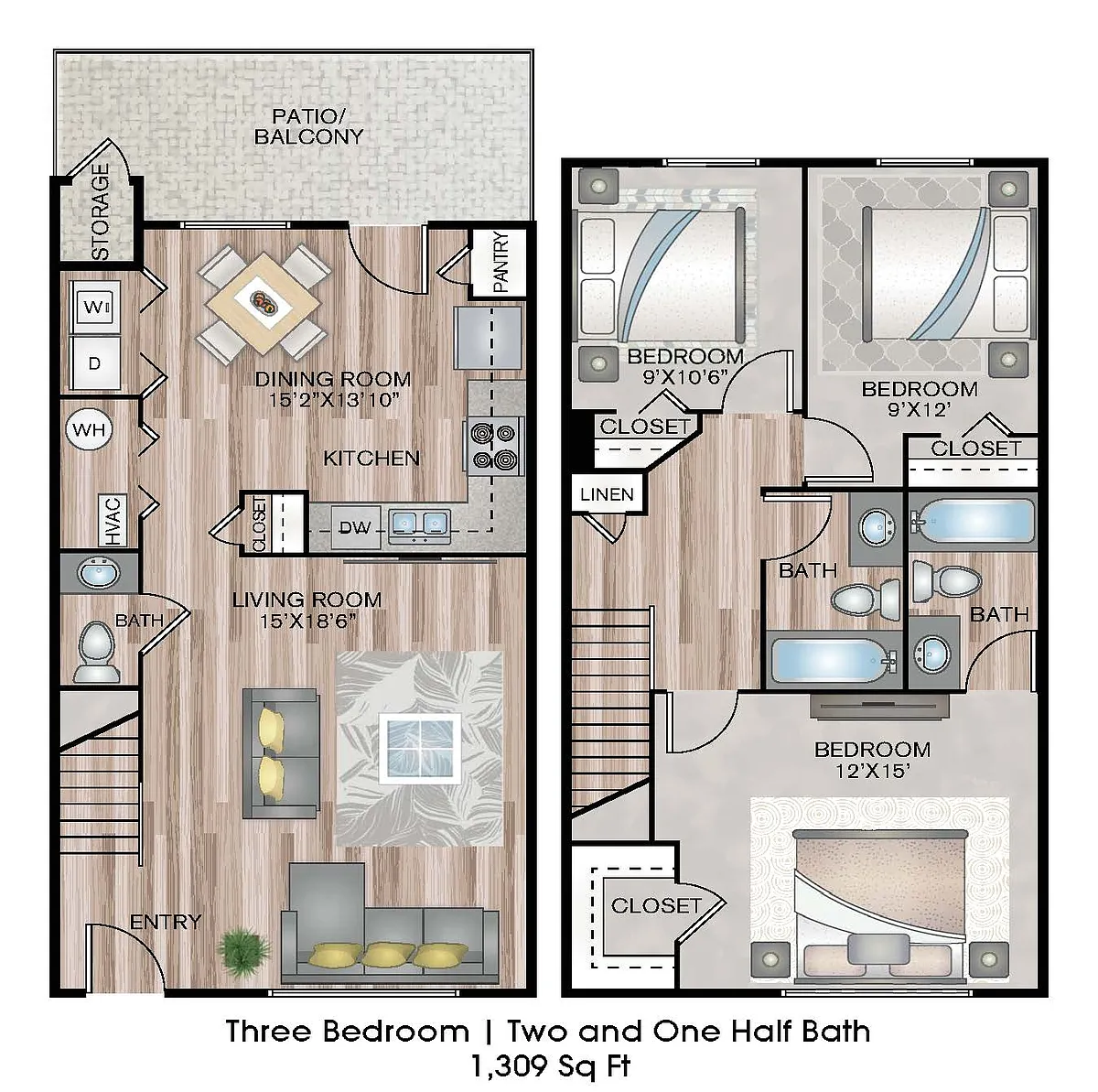 Floor plan Upgraded Three Bedroom