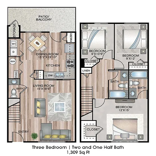 Floor plan Upgraded Three Bedroom