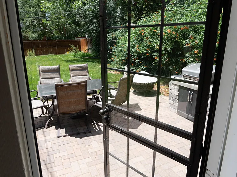 View out the back door to the patio.