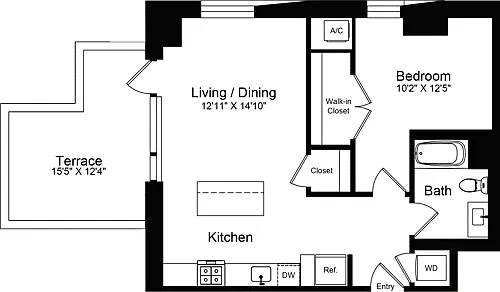 Floor plan 1 Bedroom F