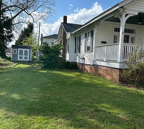 Side yard with storage shed
