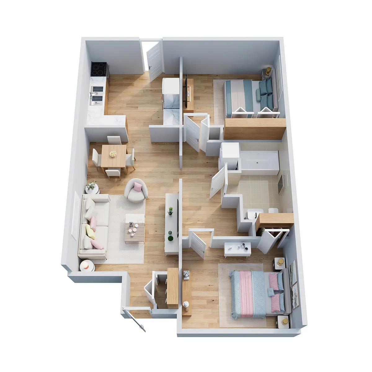 Floor plan 2 Bed | 1 Bath Townhome