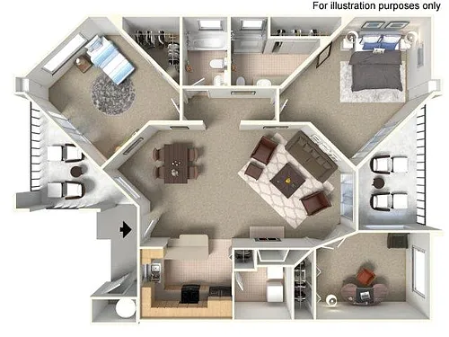 Floor plan TWO BEDROOM WITH DEN LARGE
