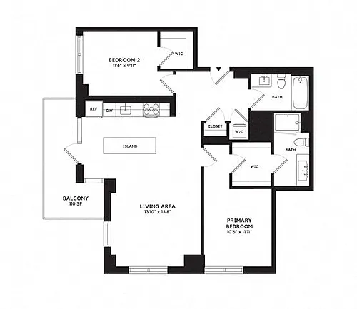 Floor plan 2H w/ Balcony