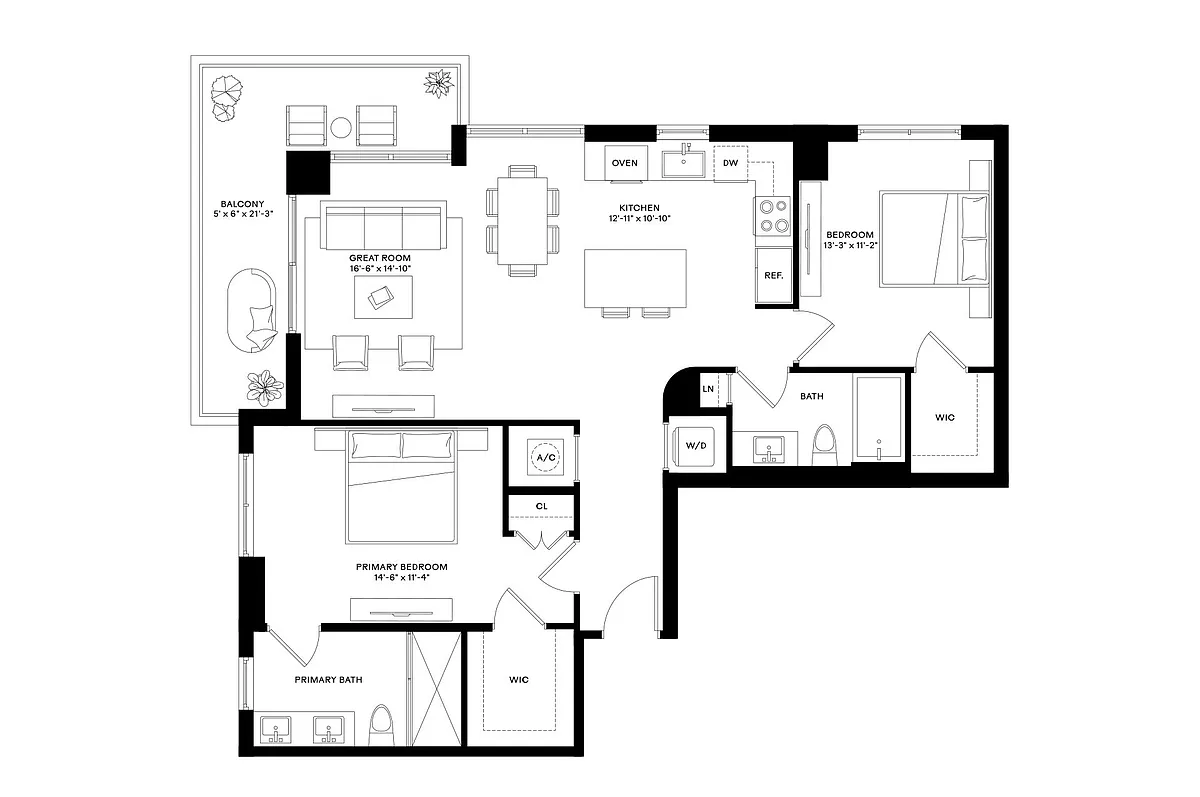 Floor plan 2 Bed/2 Bath-B3