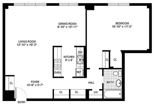 Floor plan One Bedroom/One Bath Walk-In C