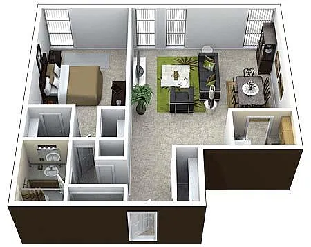 Floor plan 1Bedroom 1Bathroom