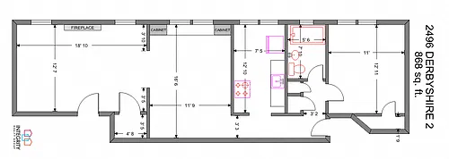 Floor plan Derbyshire 2496, 1 Bedroom 1 Bath