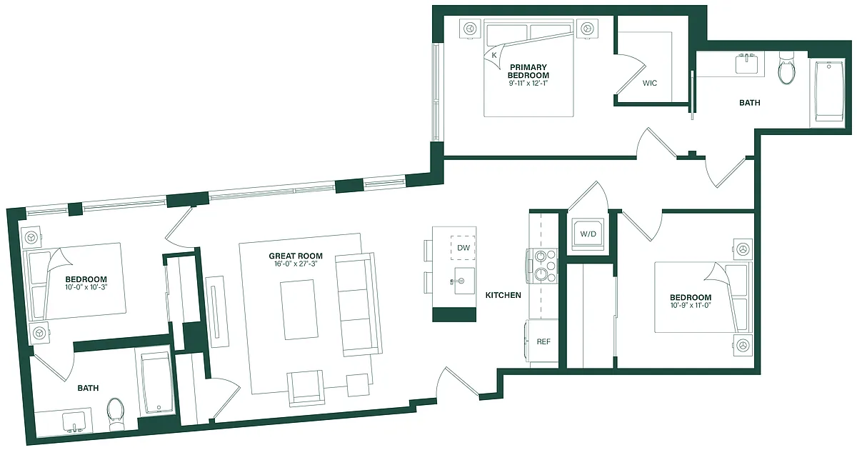 Floor plan 3 Bed/3 Bath-3S