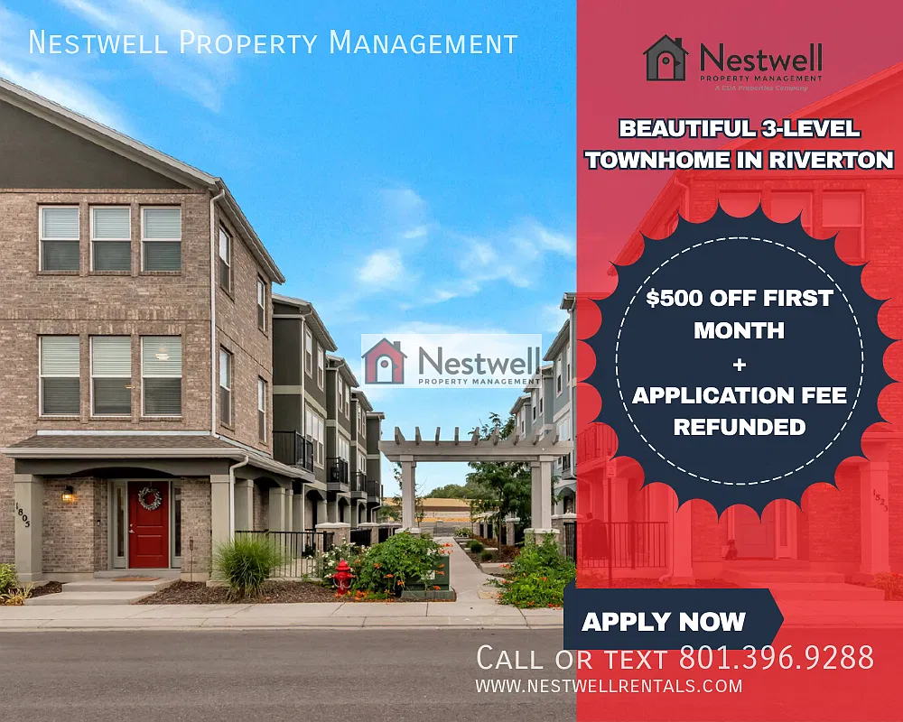 Beautiful 3-level Townhome in Riverton - $500 off first months rent! — Photo 1