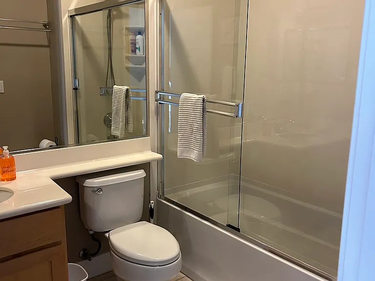 Top level Full bathroom with bathtub along the hallway to be shared between 2nd and 3rd bedroom