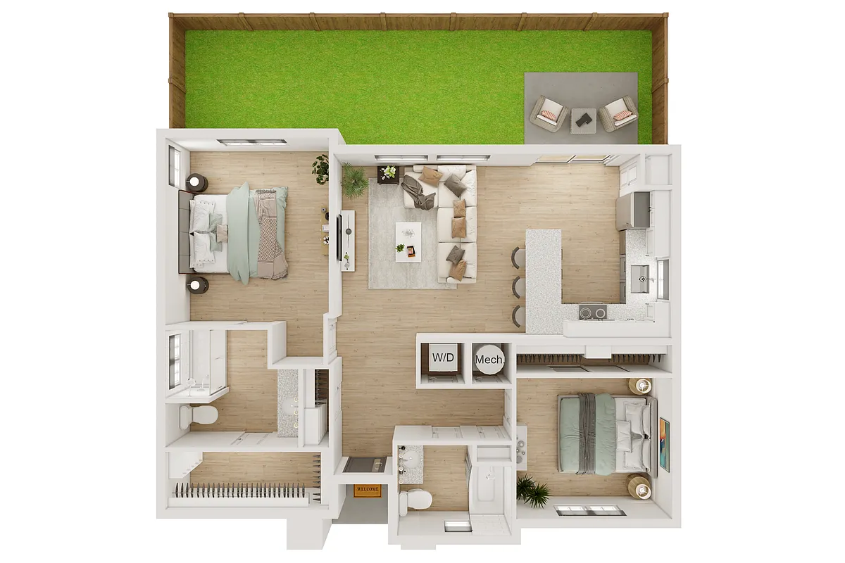Floor plan 2BR/2BA - B1