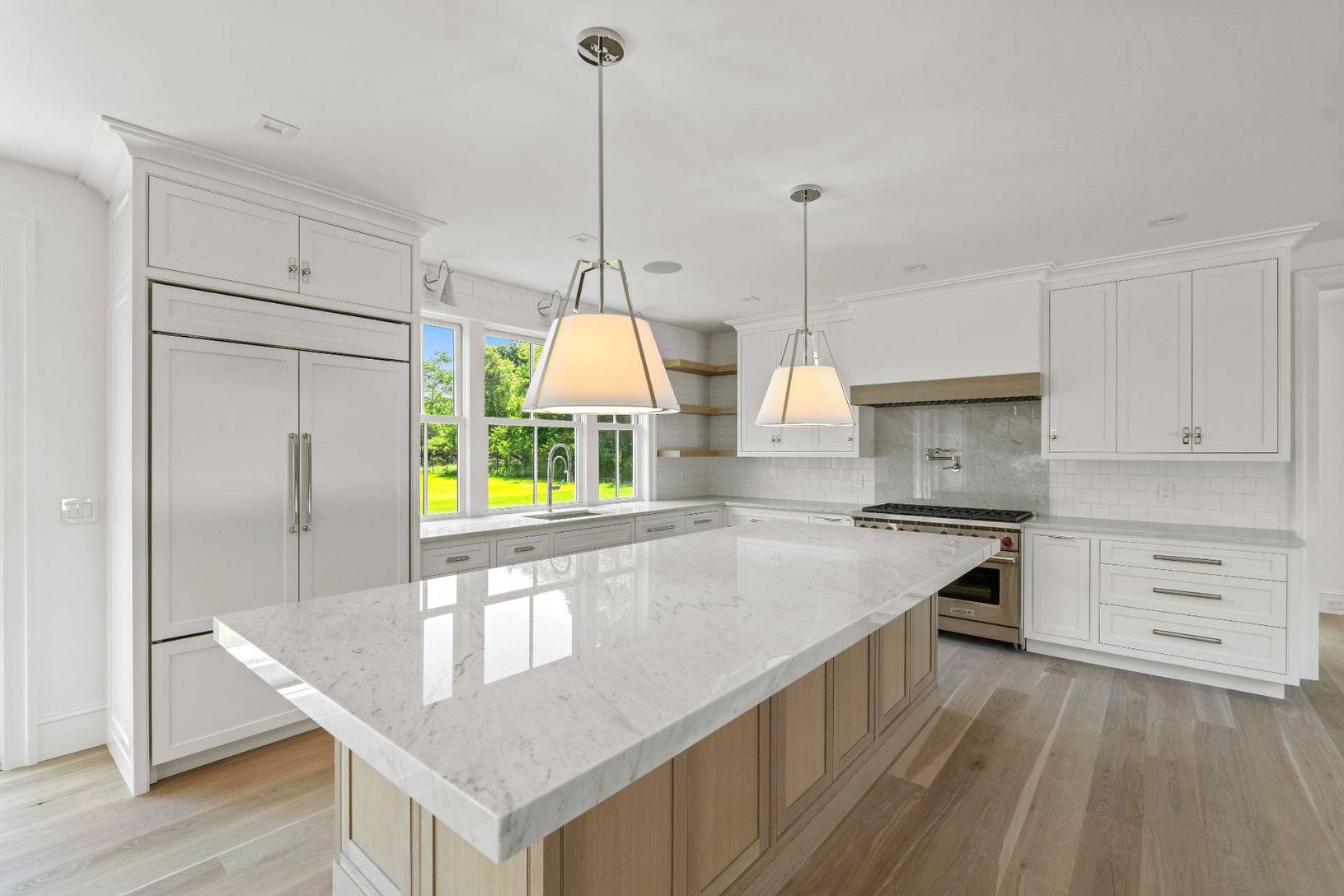  10ft island- Custom Chefs Kitchen seats 8 featuring Carrera Marble 