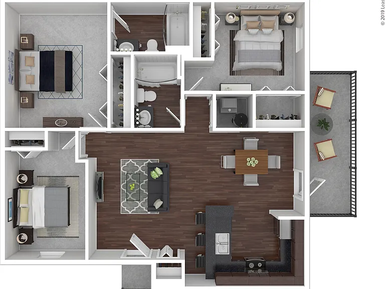 3 Bedroom, 2 Bath: Beds - 3: Baths - 2: SqFt Range - 1100 to 1100