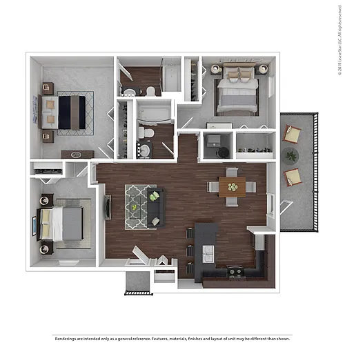 Floor plan 3 Bedroom, 2 Bath
