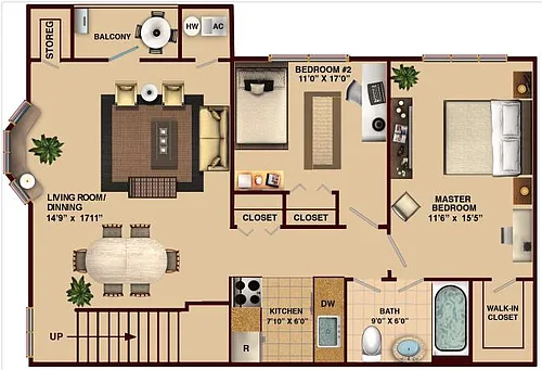 Floor plan 2 BEDROOM