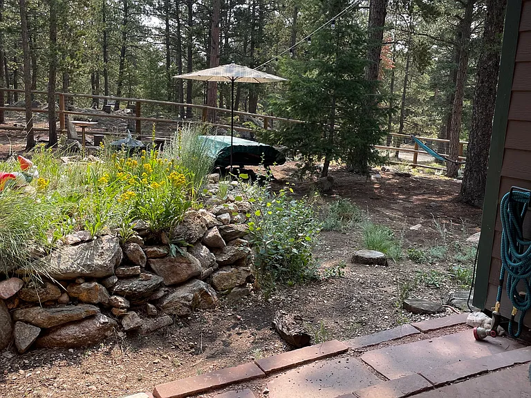 Fully fenced backyard with cistern