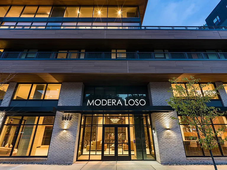 Evening glow welcomes you home at Modera LoSo in Charlotte.