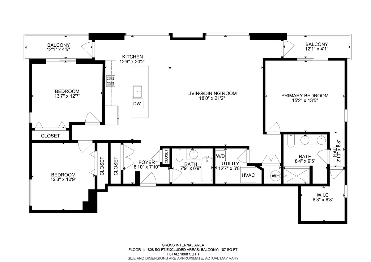 Floor plan 3 Bedroom, 2 Bath