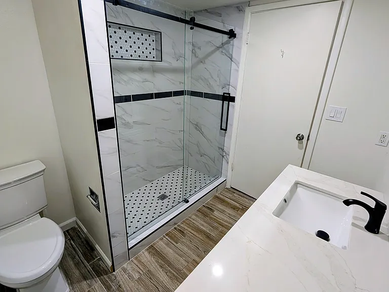 Spacious hallway bathroom