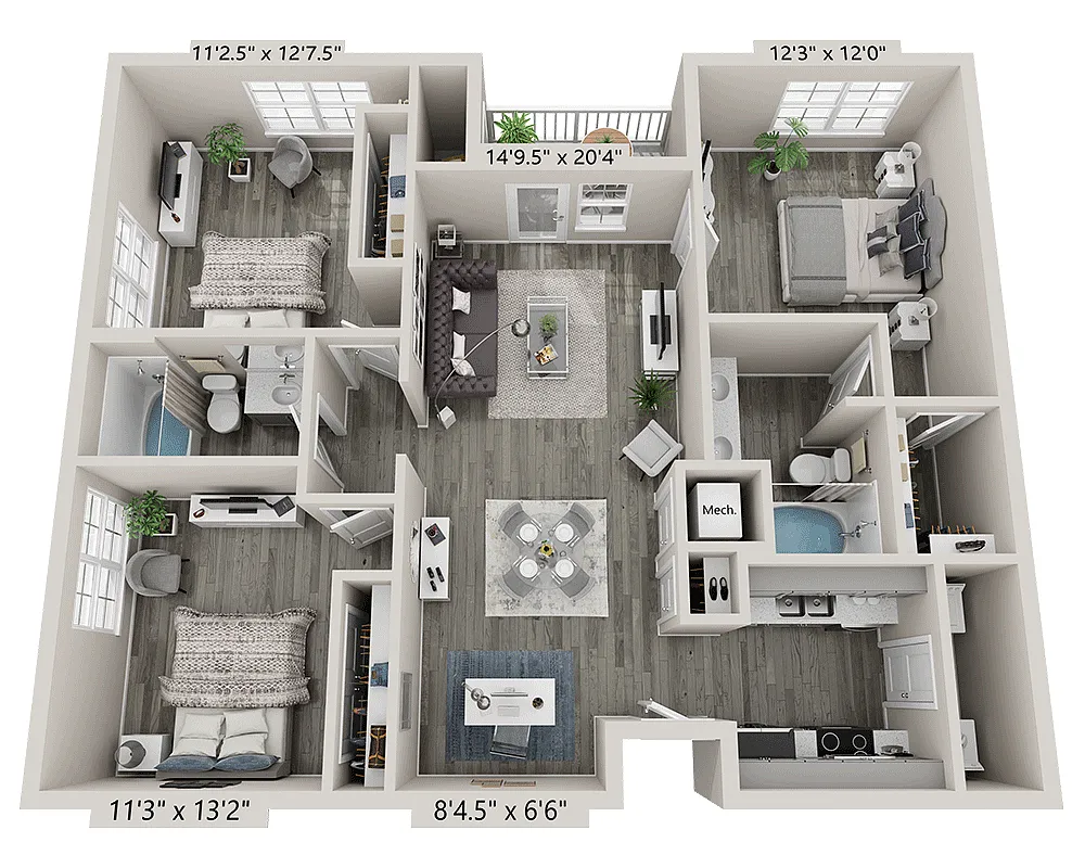 Floor plan Three Bedroom C2C
