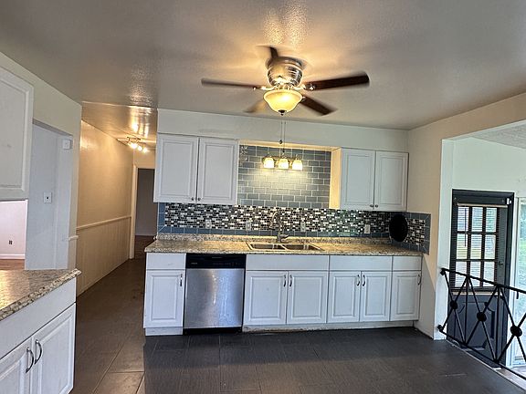 Updated kitchen, tiled, with ceiling fan
