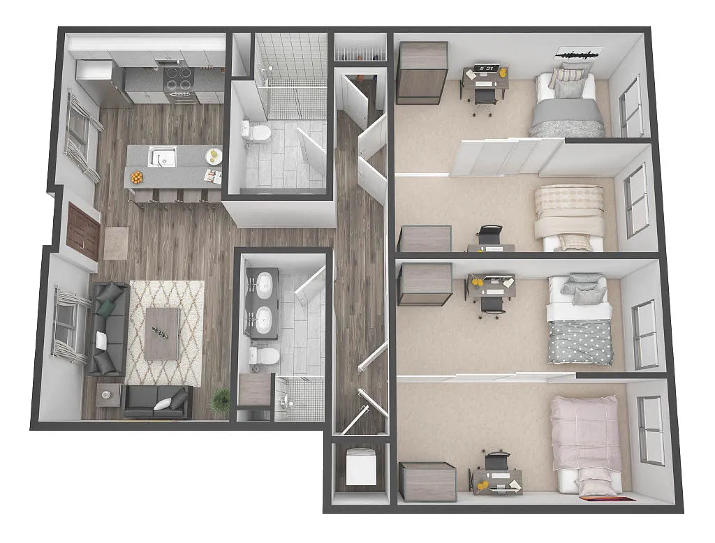 Floor plan 4BR/2BA - Highland