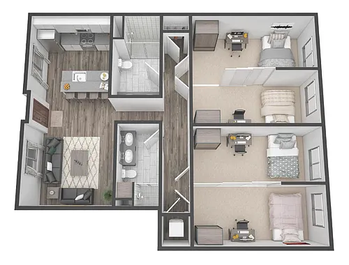 Floor plan 4BR/2BA - Highland