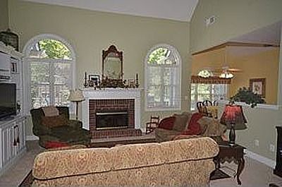 View of Great Room Fireplace and Windows
