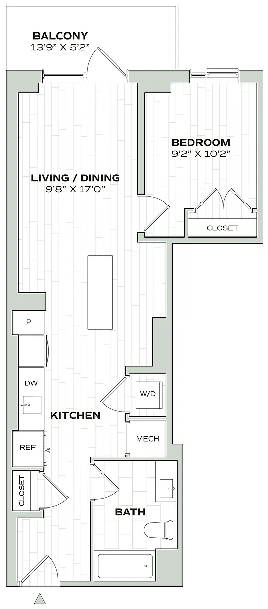 Floor plan 1 Bed/1 Bath - Alula - A01b