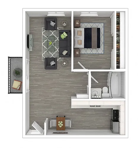 Floor plan 1 Bed 1 Bath Plan C