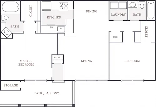 Floor plan 2 Bedroom 2 Bath