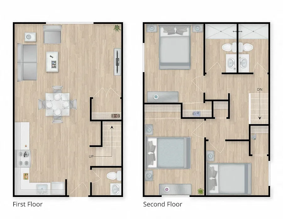 Floor plan 3 Bed, 2.5 Bath