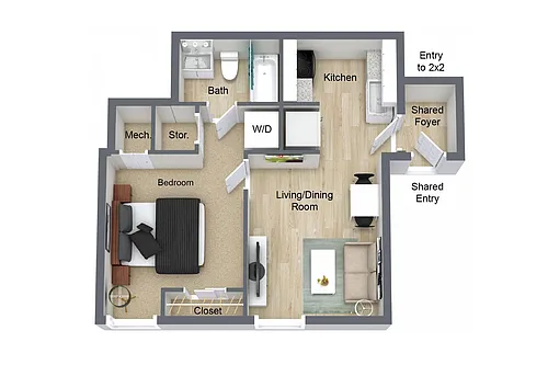 Floor plan 1 Bedroom Apartment