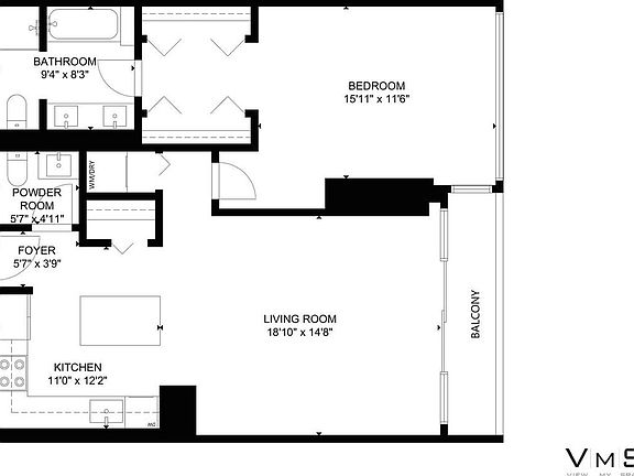Floorplan, #1205, East-facing Balcony